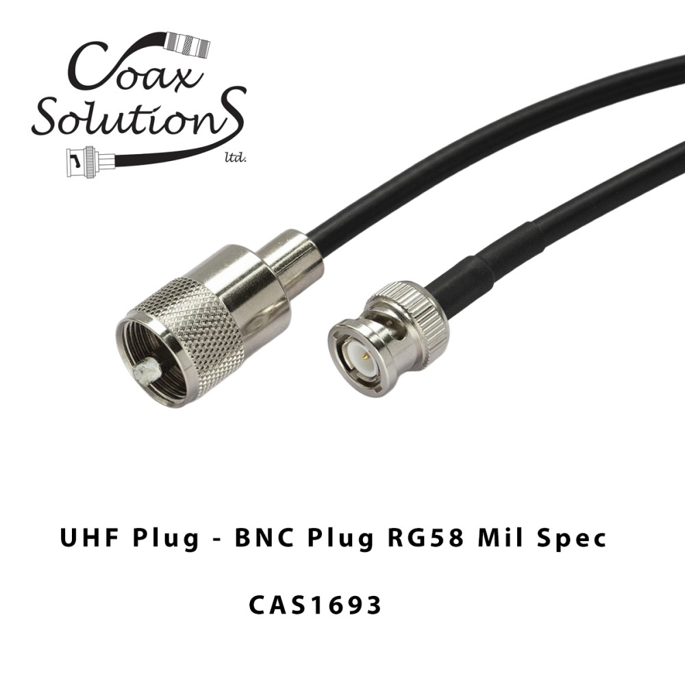UHF Plug (PL259) to BNC Plug RG58(Mil) Patch lead