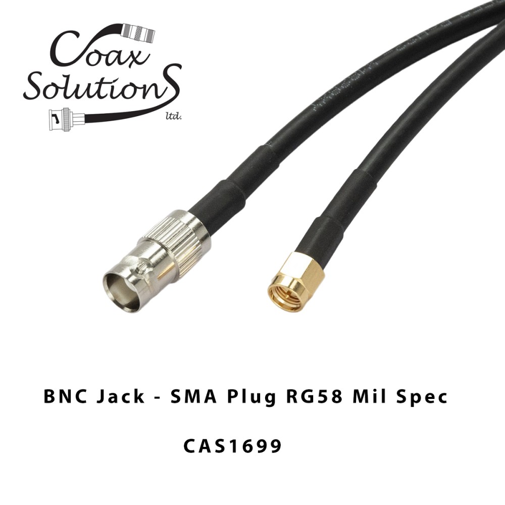 BNC Jack to SMA Plug RG58(Mil) Patch lead