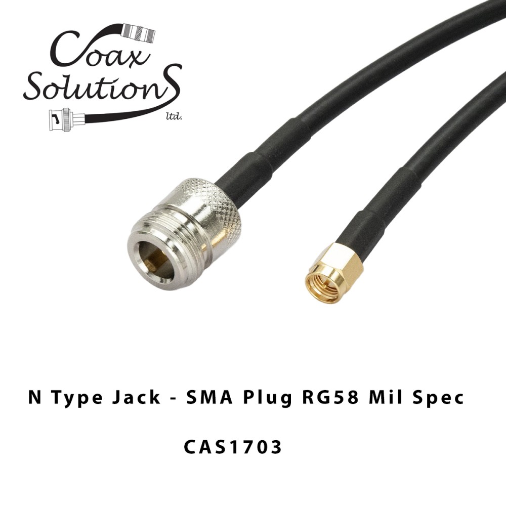 N Jack to SMA Plug RG58(MIL) Patch lead
