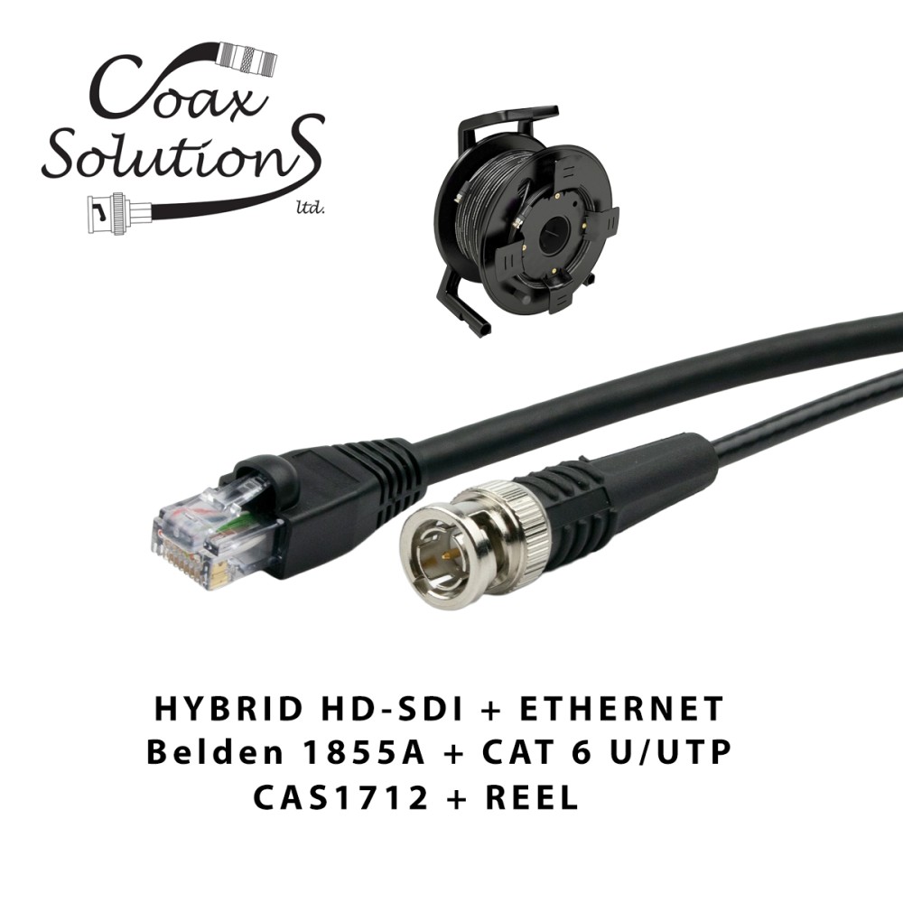 Belden 1855A + CAT6 Hybrid HD-SDI Patch Cable + Deployable Reel
