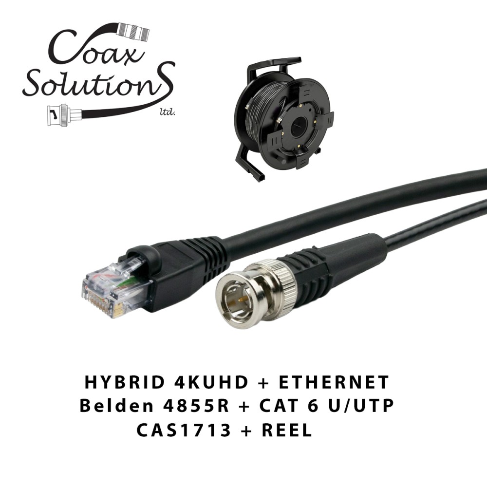 Belden 4855R + CAT6 Hybrid 4K UHD Patch Cable + Deployable Reel