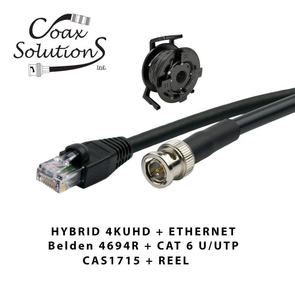 Belden 4694R + CAT6 Hybrid 4K UHD Patch Cable + Deployable Reel