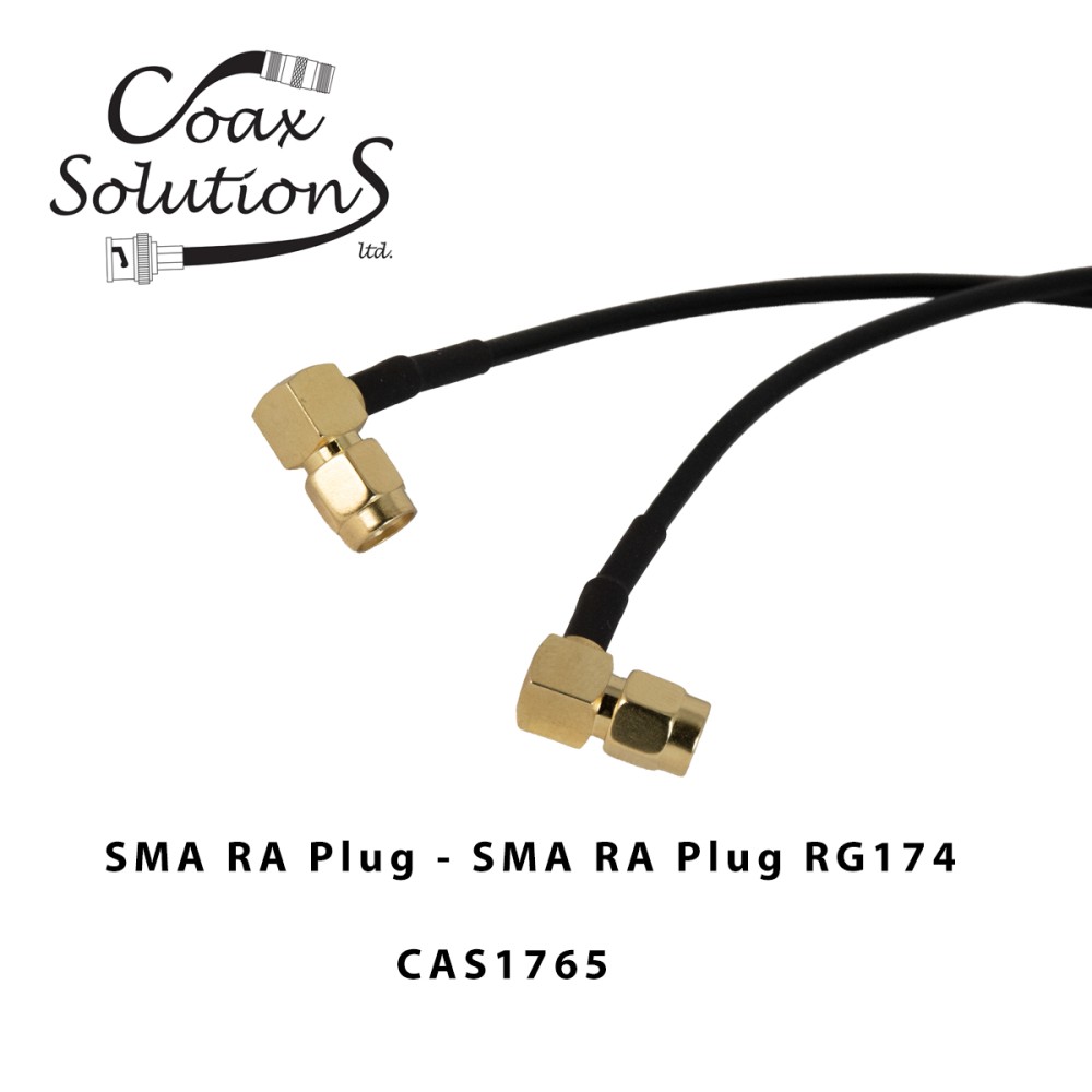 Coax Cable Assembly RG174 SMA Right Angle Plug to SMA Right Angle Plug