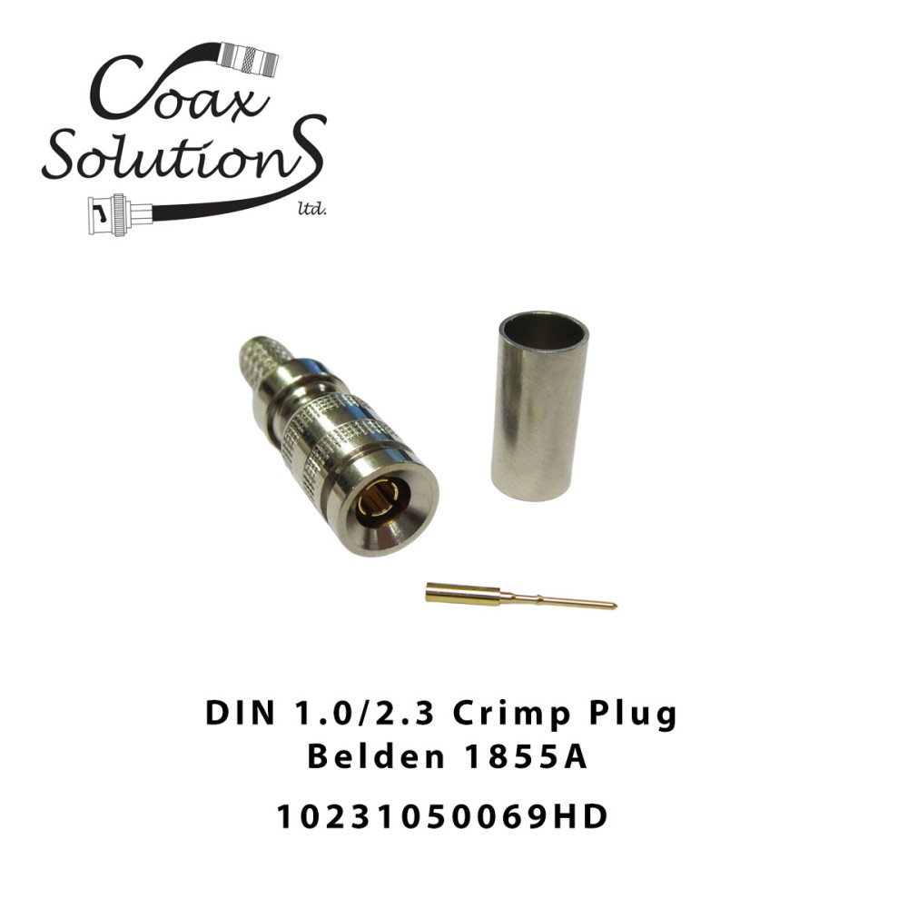 DIN 1.0/2.3 crimp plug - Belden 1855A