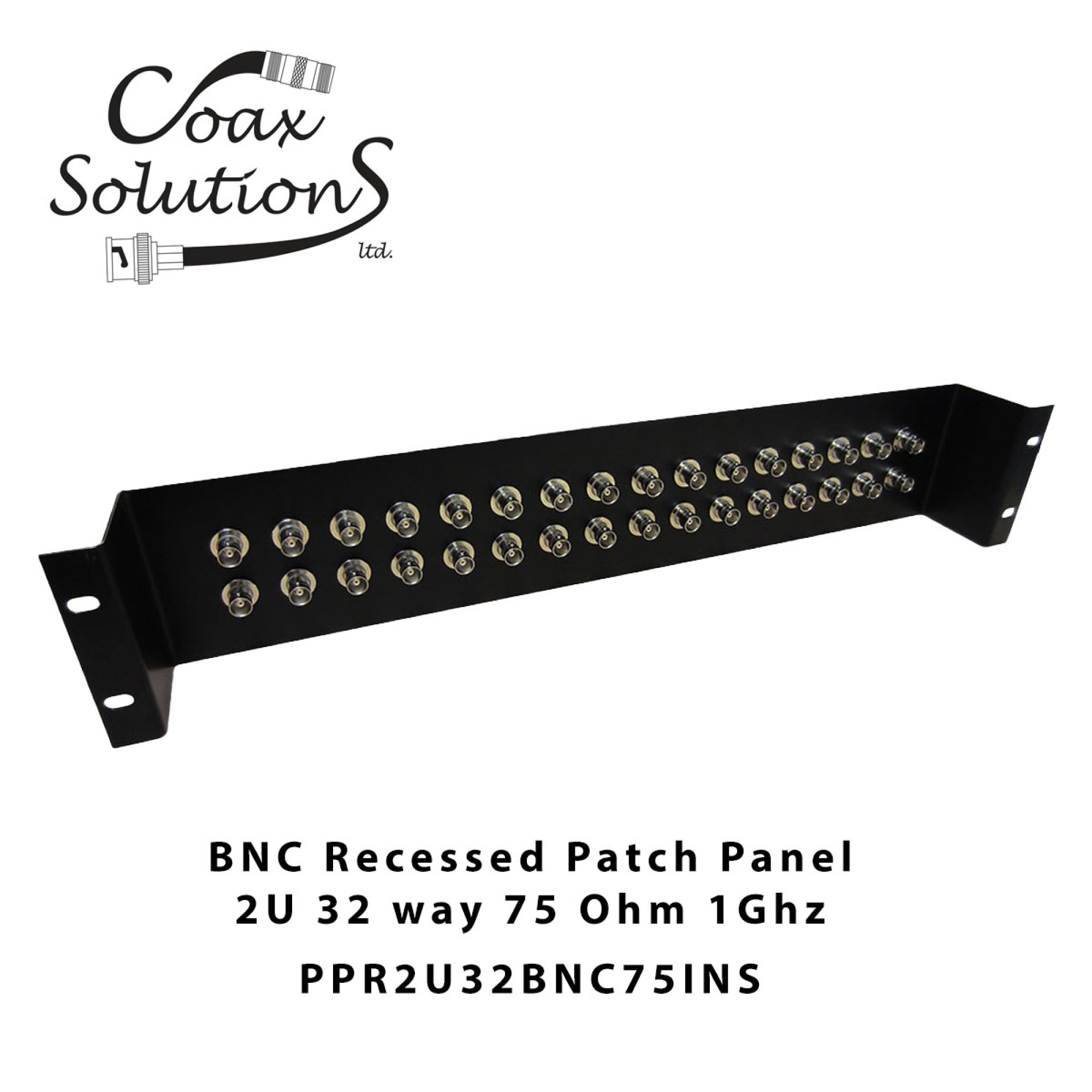 Recessed Patch Panel 2U - 75 Ohm BNC (1GHz)