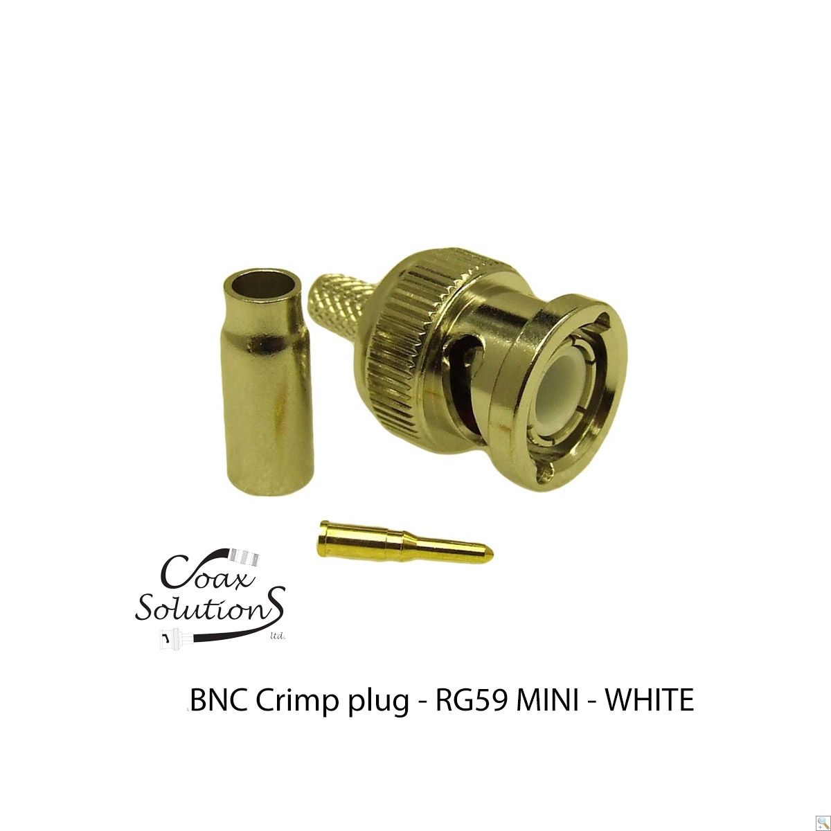 BNC Crimp plug Mini RG59 (White)